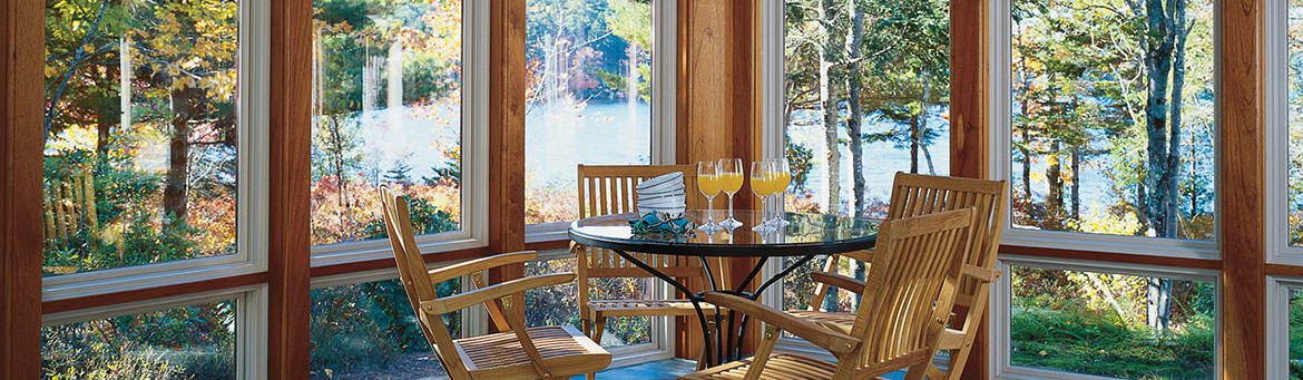 Dining on the windowed porch