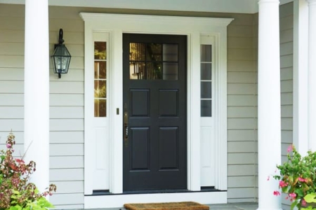 Steel Fiberglass Vinyl Entry Doors Glass sidelights pilaster aluminum clad wood